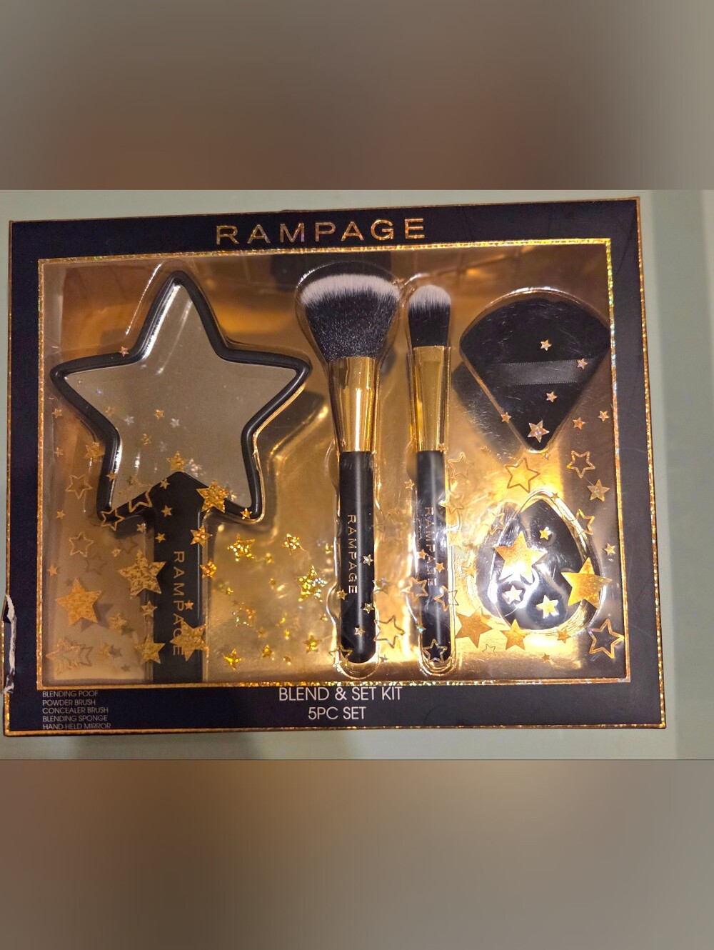 Rampage Blend & Set Kit - Gold and Black 5pc Makeup Brush Set